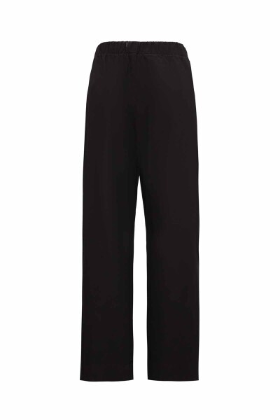 Yanları Düğmeli Pamuklu Bol Paça Siyah Pantolon - 1