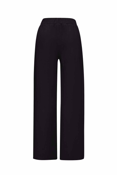 T25Y-7026 Beli Lastikli Bol Paça Cupro Pantolon BLACK - 2