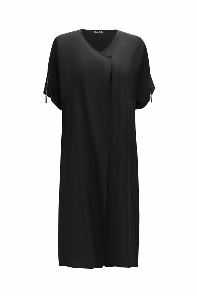 T25Y-8001 Omuzu Fermuar Detaylı Ceket BLACK - 1