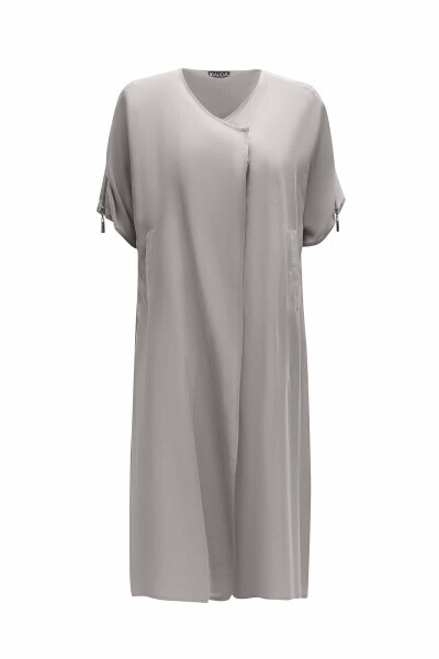 T25Y-8001 Omuzu Fermuar Detaylı Ceket GREY 
