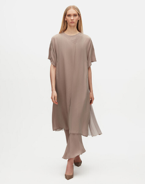 Omuzu Fermuar Detaylı Vizon Ceket 