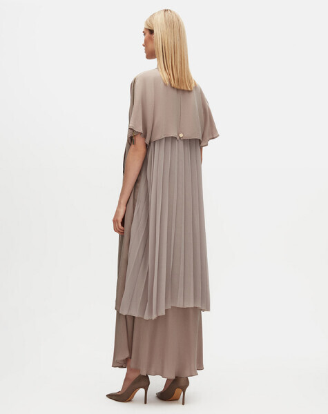 Omuzu Fermuar Detaylı Vizon Ceket - 3