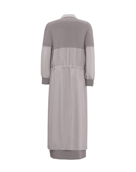 T25Y-8002 Beli Bağcıklı Cupro Ceket 1179-GREY - 2