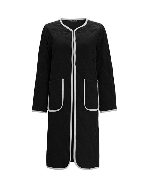 Kapitone Düz Renk Siyah Ceket 