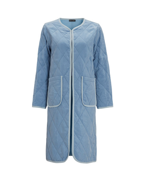 T25Y-8003 Kapitone Düz Renk Ceket BLUE - 1