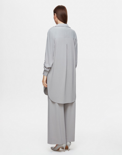 T25Y-8005 Önden Bağlamalı Triko Cupro Ceket 1179-GREY - 3