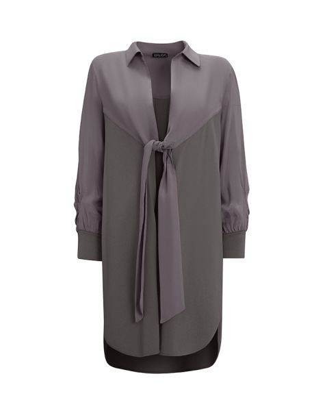 T25Y-8005 Önden Bağlamalı Triko Cupro Ceket 1318-ANTHRACITE - 1
