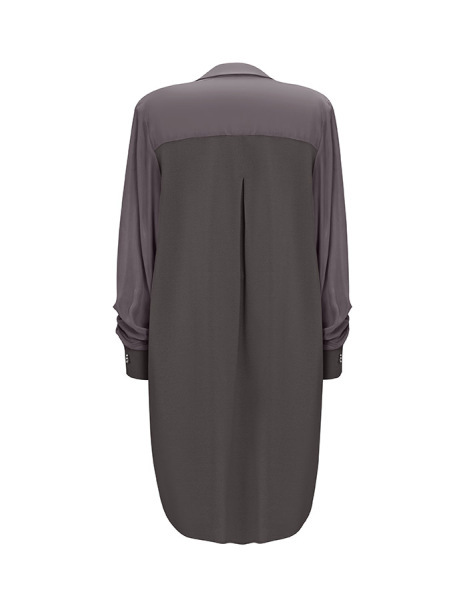 T25Y-8005 Önden Bağlamalı Triko Cupro Ceket 1318-ANTHRACITE - 2