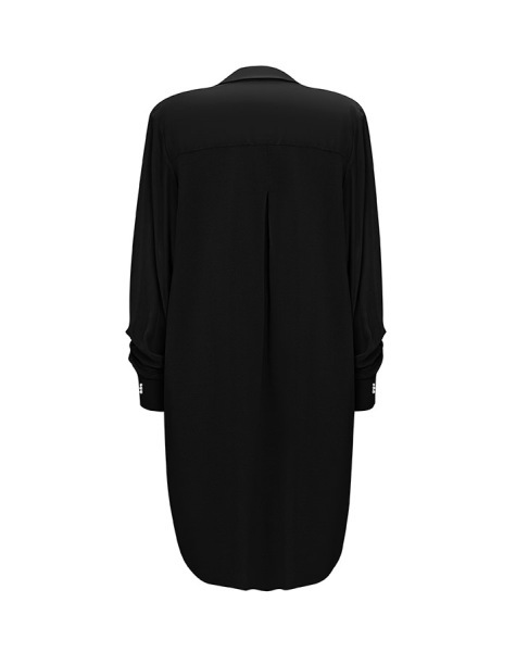 T25Y-8005 Önden Bağlamalı Triko Cupro Ceket BLACK - 2