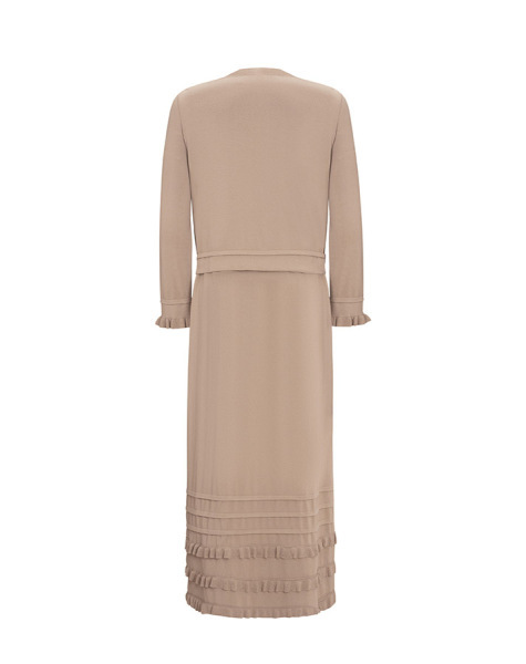 T25Y-8008 Önü Fırfırlı Kısa Triko Ceket 1147-STONE - MISS DALIDA (1)