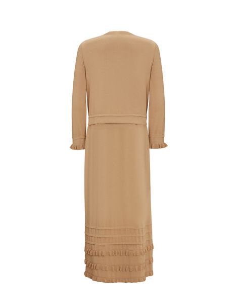 Önü Fırfırlı Kısa Triko Camel Ceket - 2