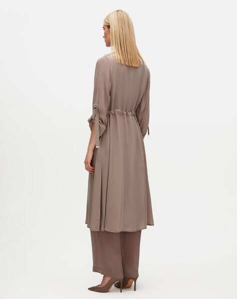 Beli Büzgülü Cepli Cupro Vizon Kap - 2