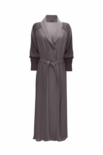 Ribbed Detail Shawl Collar Cape - 1