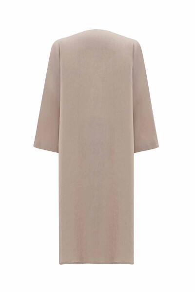 Çiçek Broşlu Kruvaze Kesim Vizon Ceket - 2