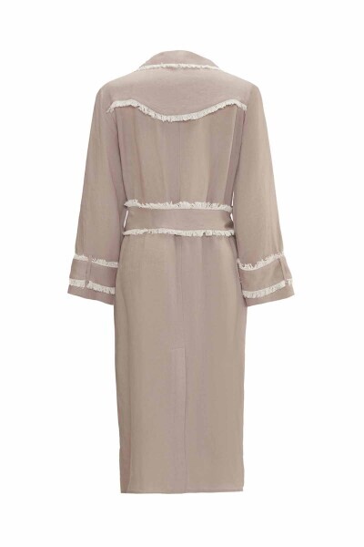 T25Y-8017 Püskül Detaylı Keten Trenckot MİNK - MISS DALIDA (1)