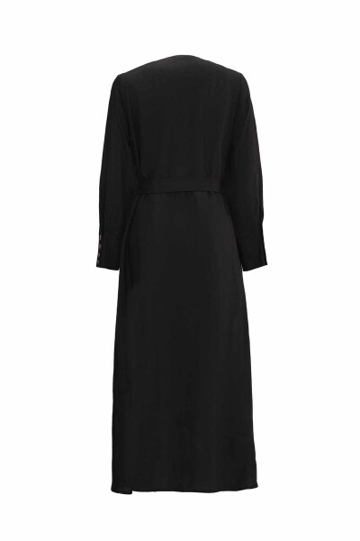 T25Y-8018 Beli Kemerli Ceket BLACK - 2