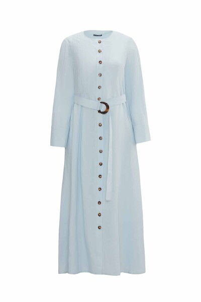 Beli Kemerli Mavi Ceket - 1