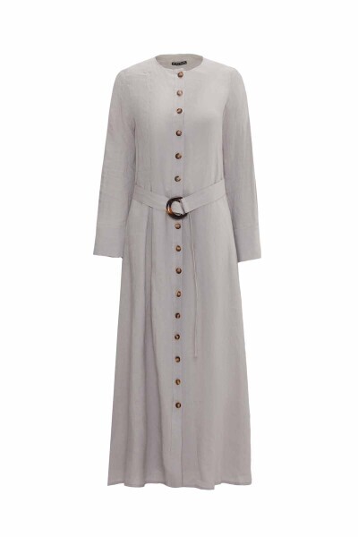 Beli Kemerli Gri Ceket 