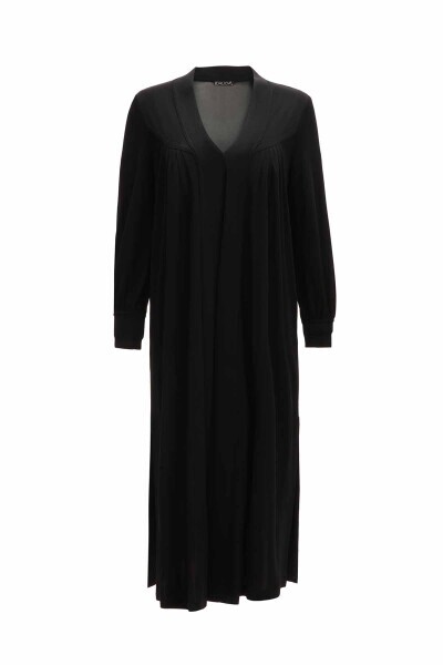 T25Y-8020 Triko Detaylı Düz Renk Şık Kap BLACK - MISS DALIDA