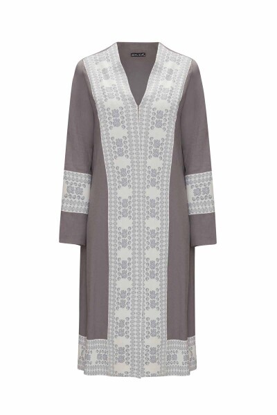 Manşetleri Triko Detaylı Keten Antrasit Ceket 