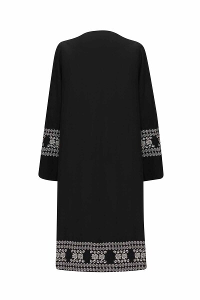 T25Y-8022 Manşetleri Triko Detaylı Keten Ceket BLACK - 2