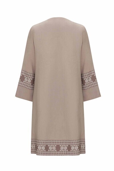 Manşetleri Triko Detaylı Keten Vizon Ceket - 2