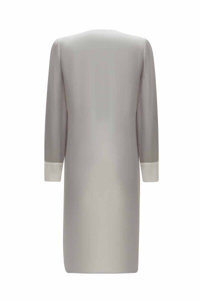 Two-Tone V-Neck Linen Jacket - 2