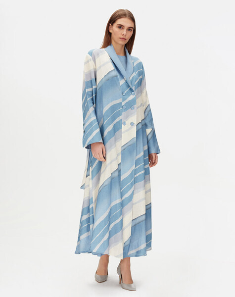 Double Breasted Shawl Collar Patterned Jacket - 1