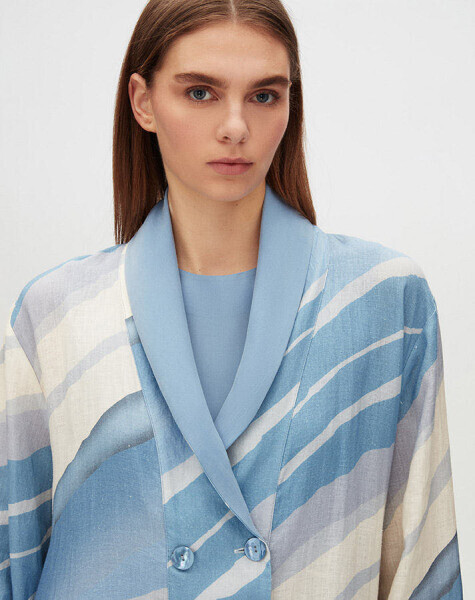 Double Breasted Shawl Collar Patterned Jacket - 2