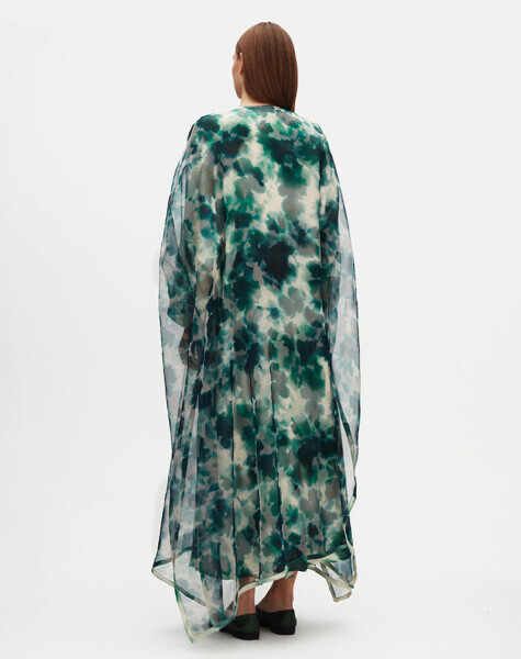 Renkli Tüllü Keten Astarlı Katmanlı Yeşil Ceket - 3