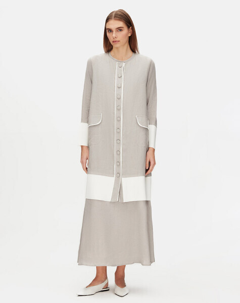 Linen Jacket with Knitwear Detail and Pockets - 1