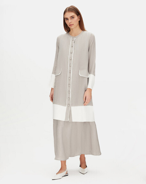 Linen Jacket with Knitwear Detail and Pockets - 3