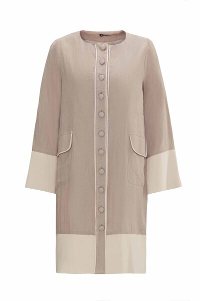 Linen Jacket with Knitwear Detail and Pockets - 4