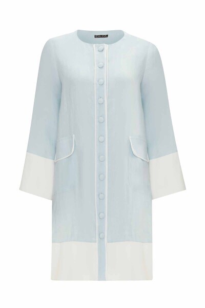 Linen Jacket with Knitwear Detail and Pockets - 6