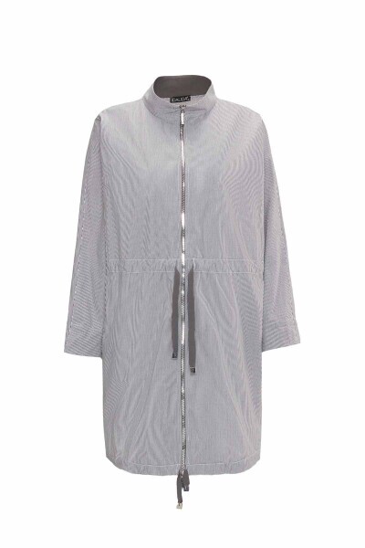 Beli Büzgülü Dik Yaka Casual Siyah Ceket 