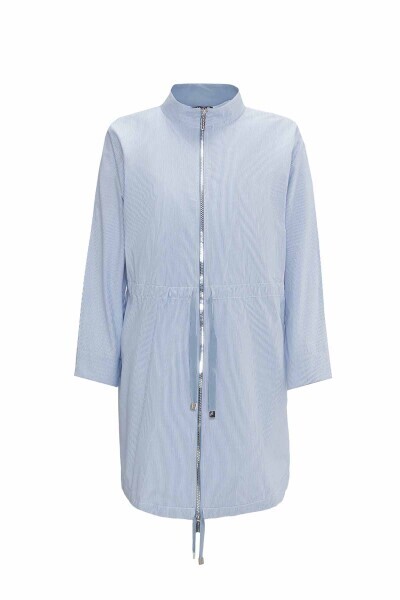 Beli Büzgülü Dik Yaka Casual Lavanta Rengi Ceket 