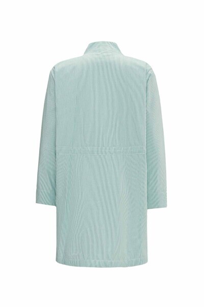 Beli Büzgülü Dik Yaka Casual Yeşil Ceket - 2