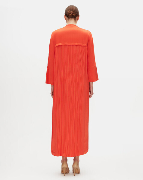 Arkası Tül Şık Uzun Kırmızı Ceket - 3