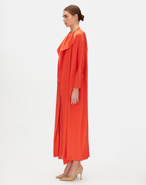 Arkası Tül Şık Uzun Kırmızı Ceket - 2