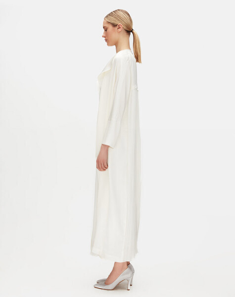 Arkası Tül Şık Uzun Ekru Ceket - 3