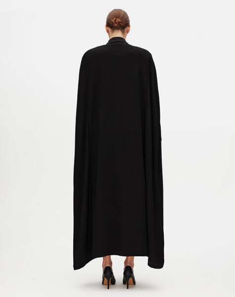 Kol Detaylı Şık Uzun Siyah Ceket - 2