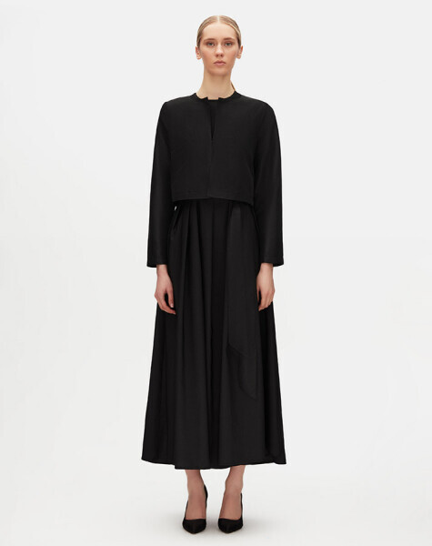 T25Y-8049 Kısa Tafta Ceket BLACK - MISS DALIDA