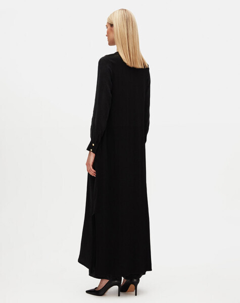 T25Y-8053 Cep Kapaklı Düğme Detaylı Cupro Ceket BLACK - 3