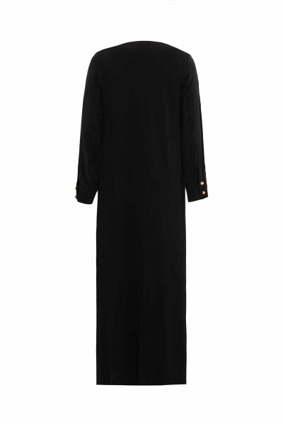 T25Y-8053 Cep Kapaklı Düğme Detaylı Cupro Ceket BLACK - 4