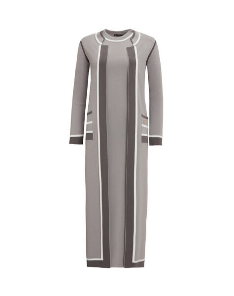 T25Y-9000 Renk Detaylı Kolsuz Triko Hırka 1179-GREY - 1