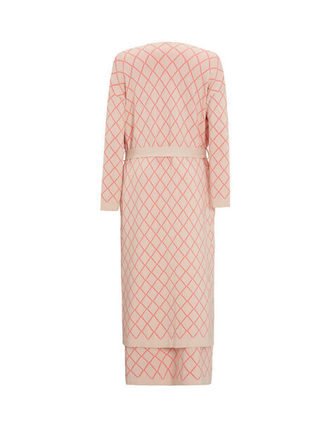 Desenli Uzun Triko Somon Renk Hırka - 2