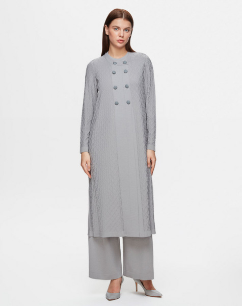 T25Y-9002 Kendinden Bakvala Dokulu Triko Hırka 1179-GREY - 1
