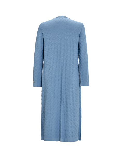 Kendinden Baklava Dokulu Triko Mavi Hırka - 2