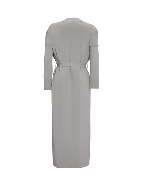 Gömlek Yaka Broş Detaylı Triko Gri Hırka - 2