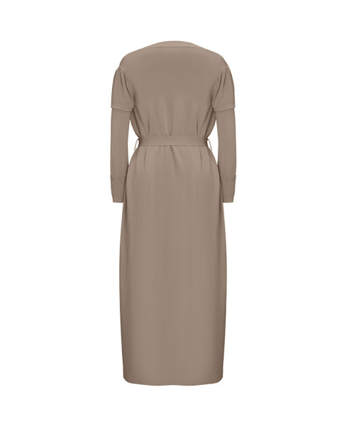 Gömlek Yaka Broş Detaylı Triko Vizon Hırka - 2